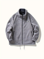 Men's Thick Warm Lamb Plush Jacket Zipper Stand Collar Fall Winter