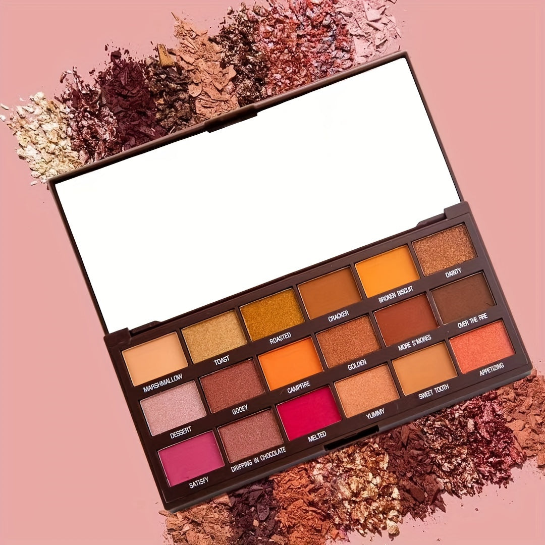 18-Color Chocolate Eyeshadow Palette Matte Glitter Shimmer Metallic Satin Finish