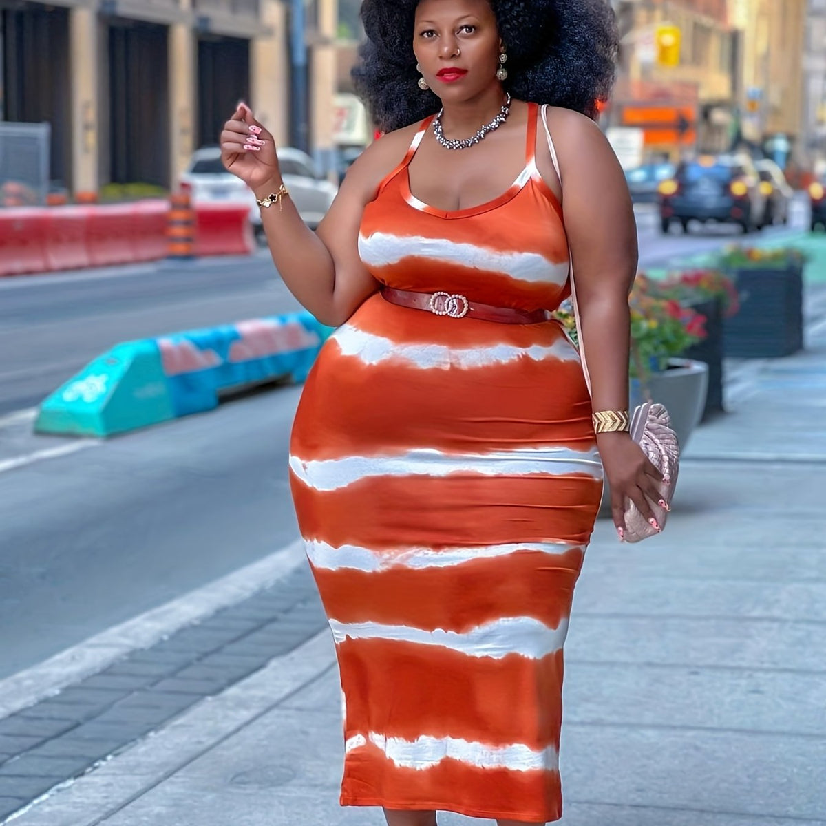  Tie Dye Bodycon Midi Cami Dress