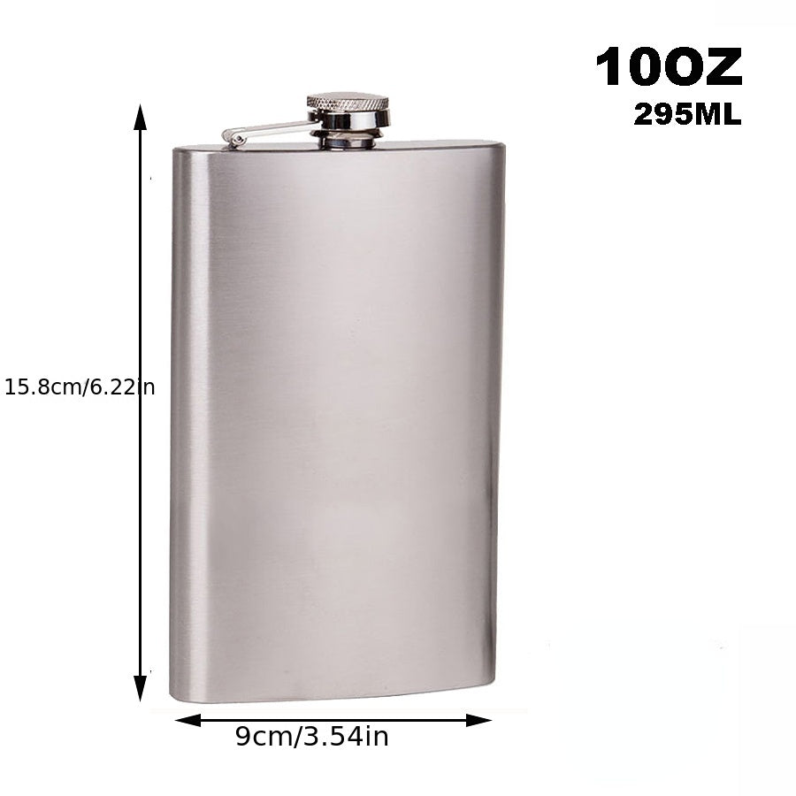 Stainless Steel Hip Flask 10oz Alcohol Whiskey Wine Jug