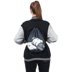 Hand Print Drawstring Workout Backpack Gym Sport String Bag
