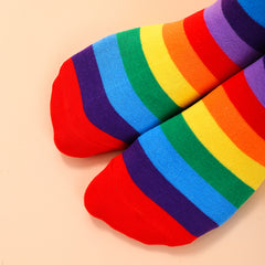 Women's Rainbow Striped Over The Knee Socks