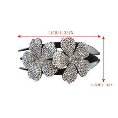 Flower Rhinestones Hair Clips Ponytail Clips Nonslip Women Hair Dovetail Clips