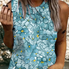 Women's Floral Print Tank Top Sleeveless Crew Neck Casual Top