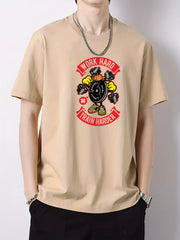 Hard Pattern Print Men's Graphic Cotton Crew Neck Active T shirt