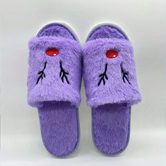 Christmas Elk Plush Slippers Open Toe Cozy Slip On Flat Fuzzy Shoes