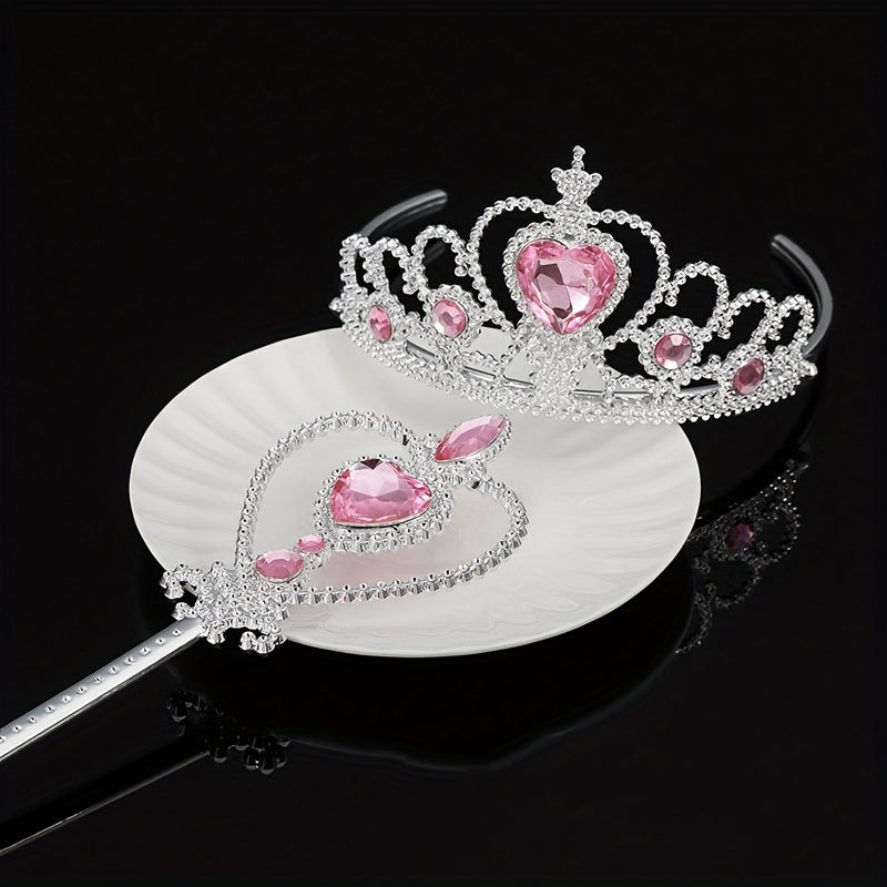 Princess Rhinestone Tiara Set Glitter Hair Accessories