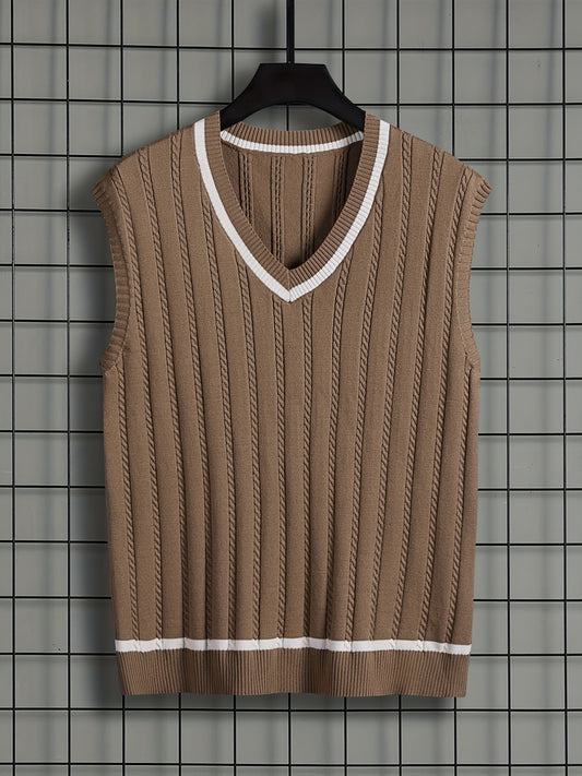 Men's Vintage Style V-Neck Sweater Vest for Fall Winter
