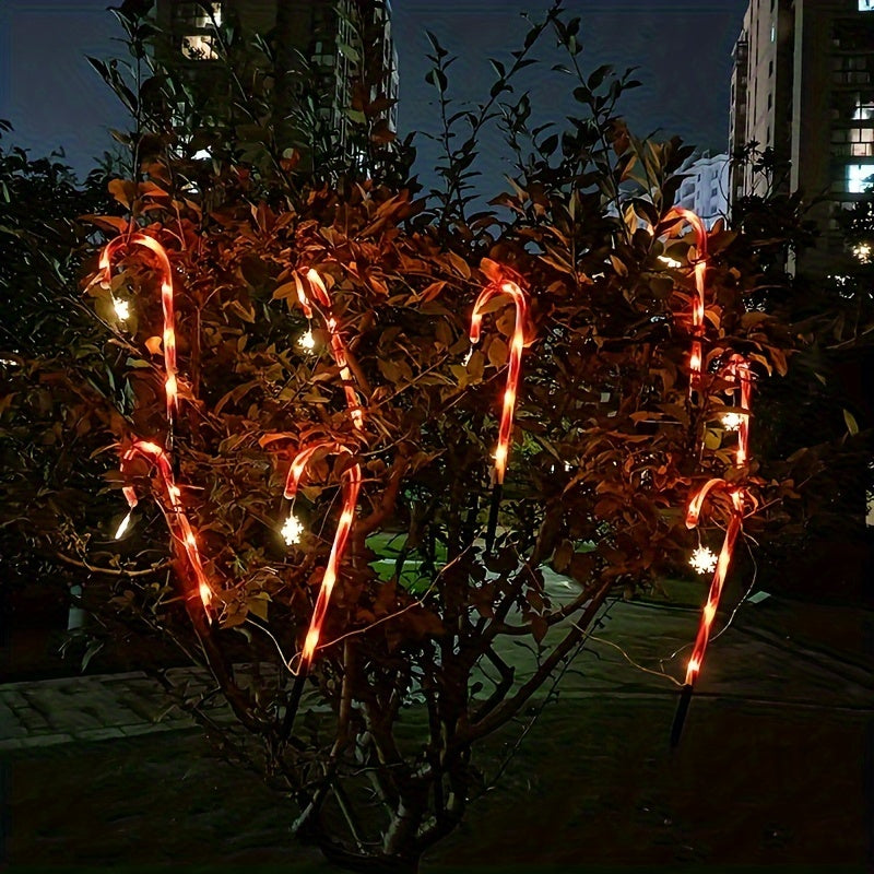 5pcs Solar Candy Cane Outdoor Decor Lights