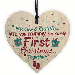 1pc First Christmas Baby Mommy Gift Wooden Hanging Decoration