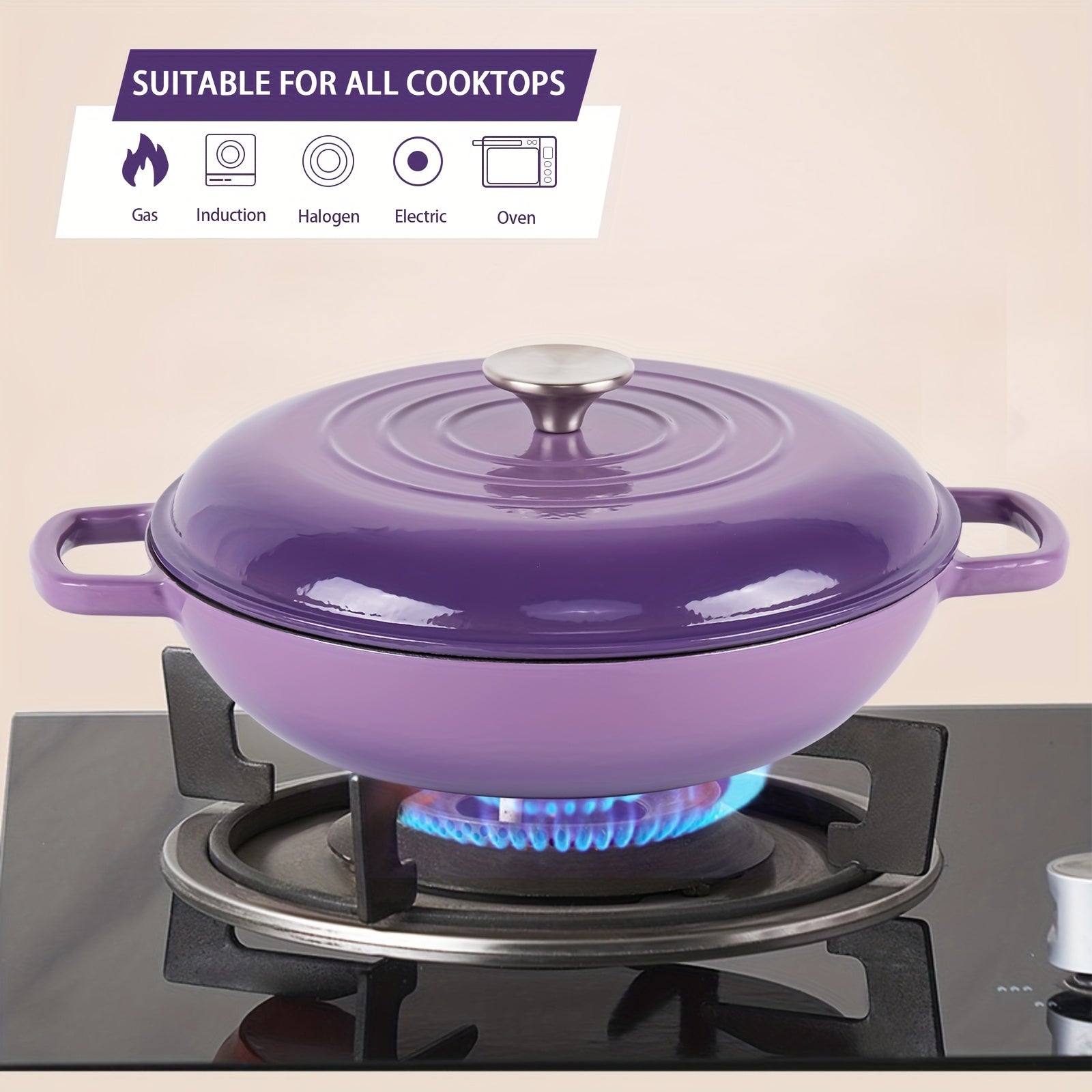 Enameled Cast Iron Dutch Oven Cooking Pot with Lid