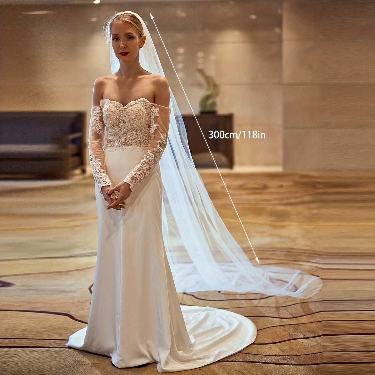 Baroque Cathedral Wedding Veil with Comb