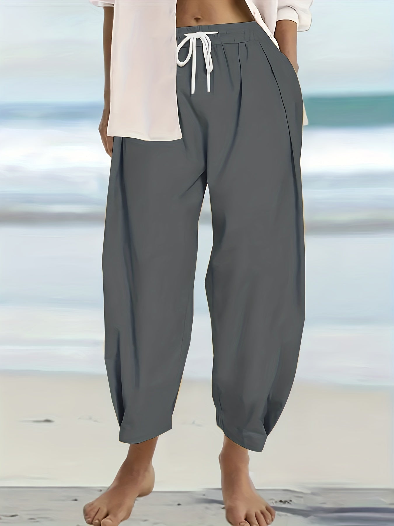  High Rise Harem Trousers With Pockets