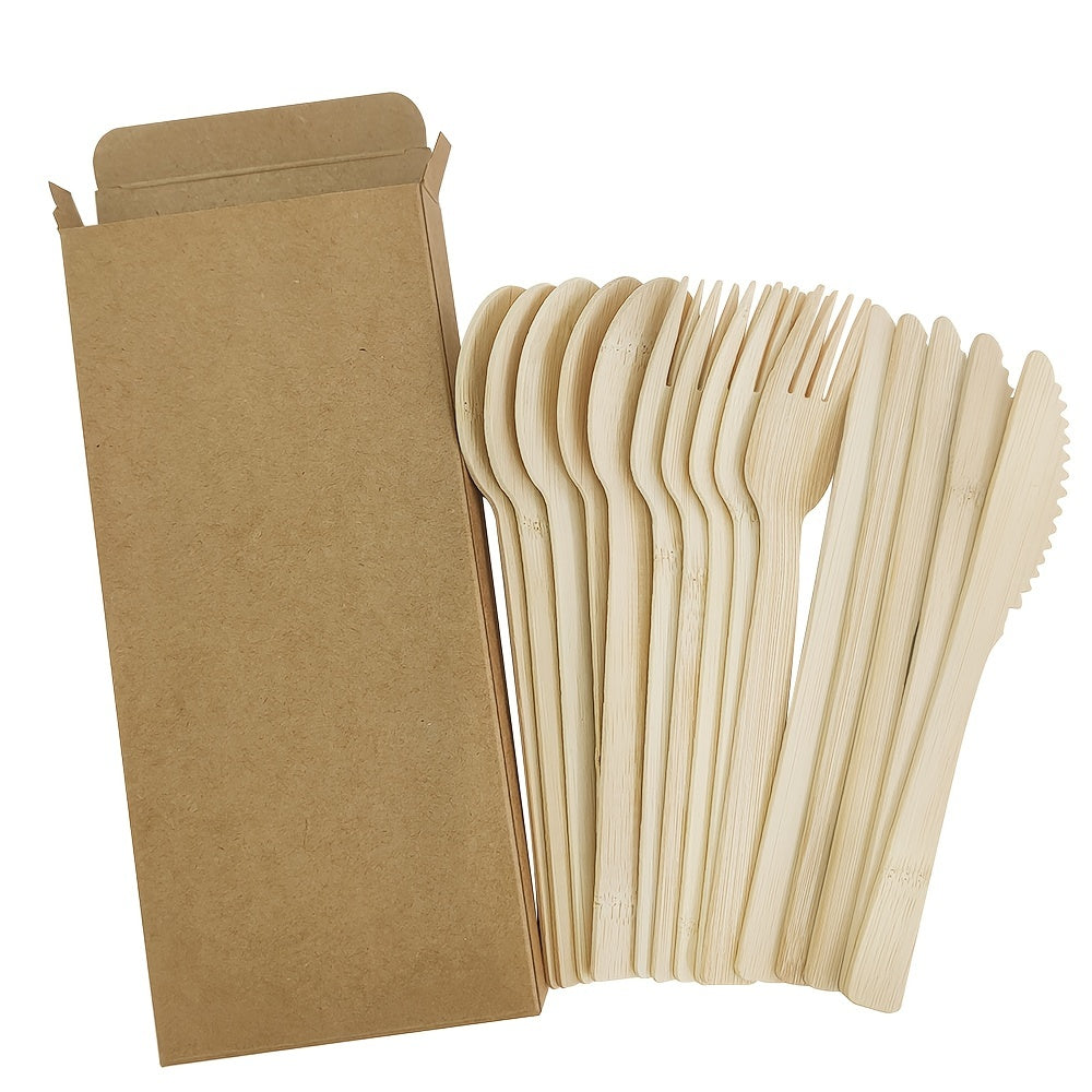 15pcs Bamboo Tableware Set Durable Eco-Friendly