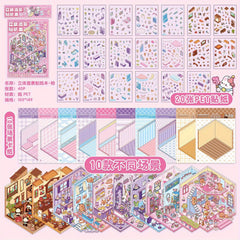 40 Cute Cartoon Character Sticker Book PET Material Multi-functional Decorative