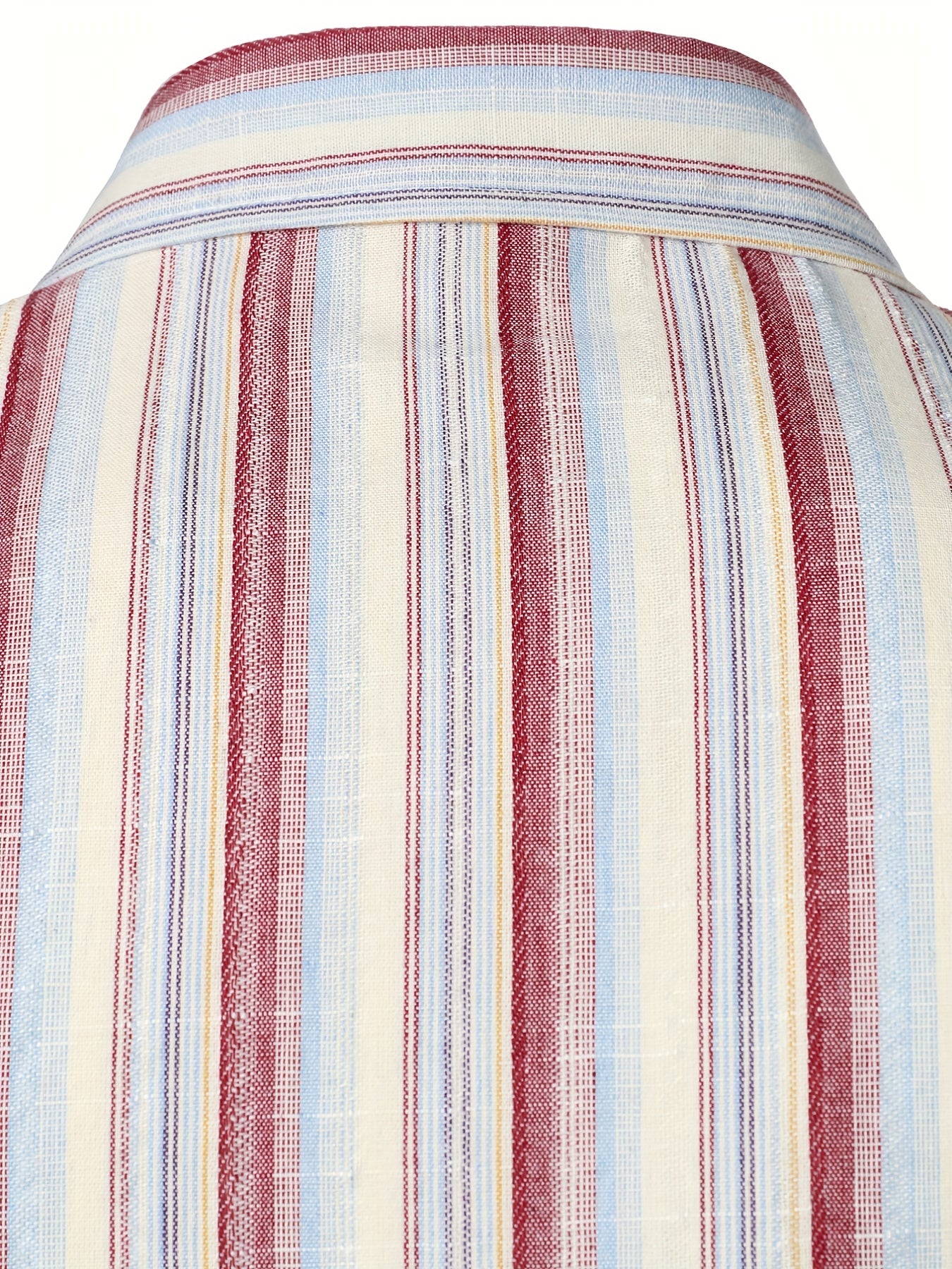 Vertical Striped Men's Shirt Short Sleeves Business Casual Button Up