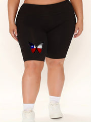  Butterfly Print High Rise Biker Shorts