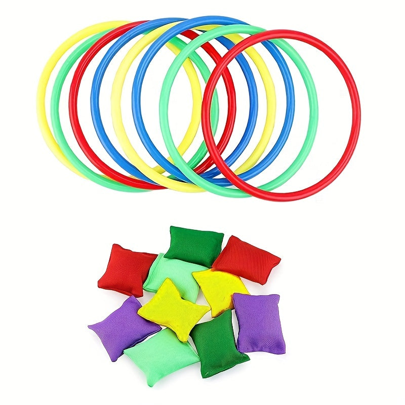 20pcs Bean Bag Ring Toss Game Set Kids Outdoor Sports Plastic Ring Toss Game
