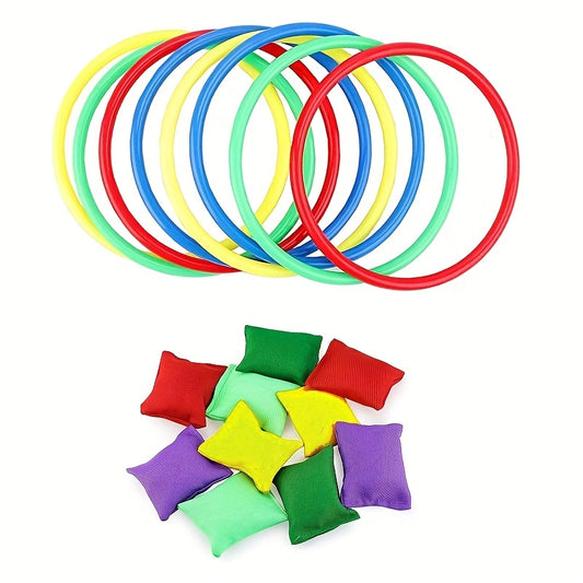 20pcs Bean Bag Ring Toss Game Set Kids Outdoor Sports Plastic Ring Toss Game