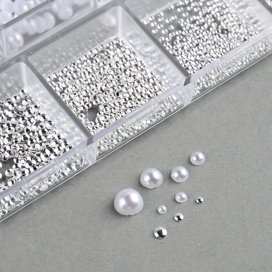 Flat Back Nail Pearl Beads Caviar Bead Nail Art Charms Decor