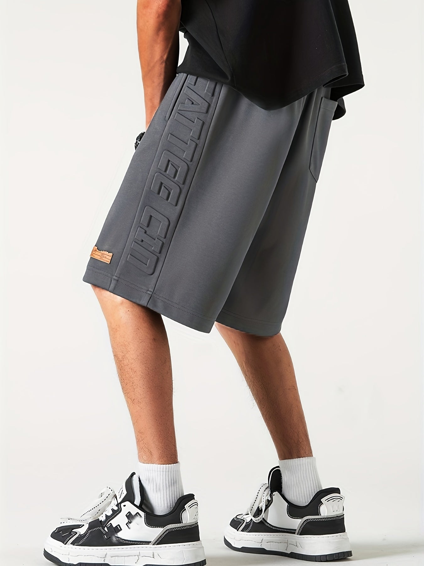 Quick Dry Letter Print Men's Comfy Shorts Elastic Waist Drawstring