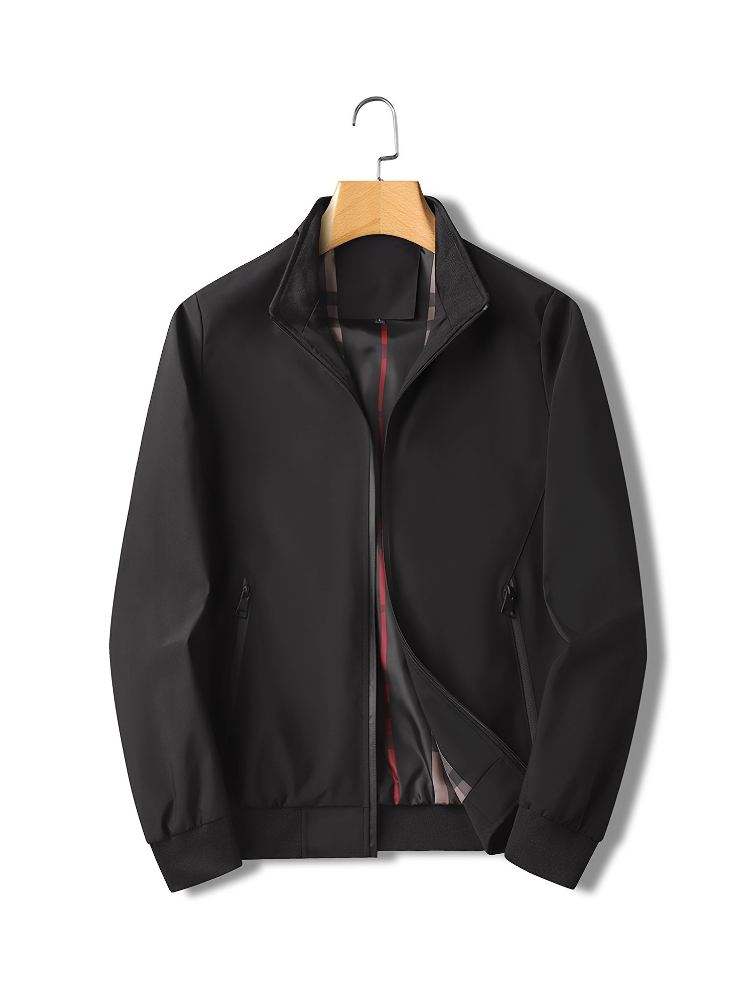 Men's Stand Collar Zip Sports Jacket with Pockets