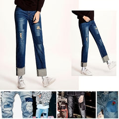 DIY Hand Elbow Knee Repair Patch Plaid Denim Shirt Coat Elbow Patch Pants