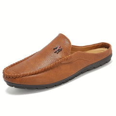 Men's Faux Leather Slip On Mules Lightweight Casual Shoes