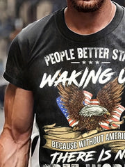 Eagle Pattern Print Men's Short Sleeve Tee Graphic Shirt