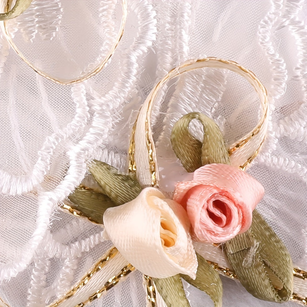 4pcs Mesh Bowknot Embroidery Girls Coat Accessories DIY Iron on Cloth Stickers