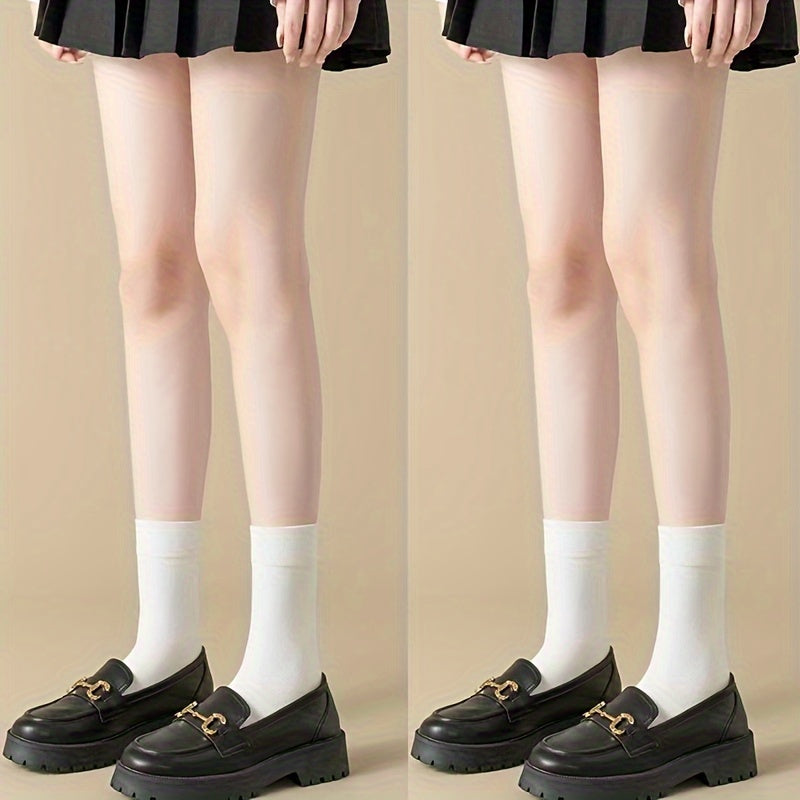 2 Pairs Comfy Solid Socks Women's Stockings