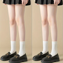 2 Pairs Comfy Solid Socks Women's Stockings