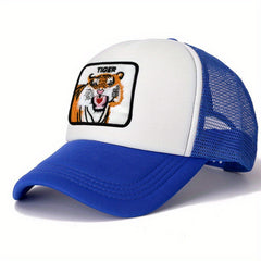 Unisex Adjustable Baseball Cap with Tiger Cartoon Embroidery