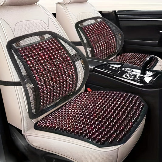 Car Backrest Seat Cushion Cover Wood Bead Summer Cushion Car Seat Lumbar Support