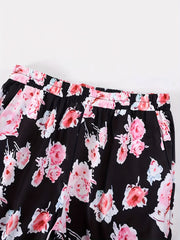 Women's Plus Floral Print Wide Leg Trousers With Pockets