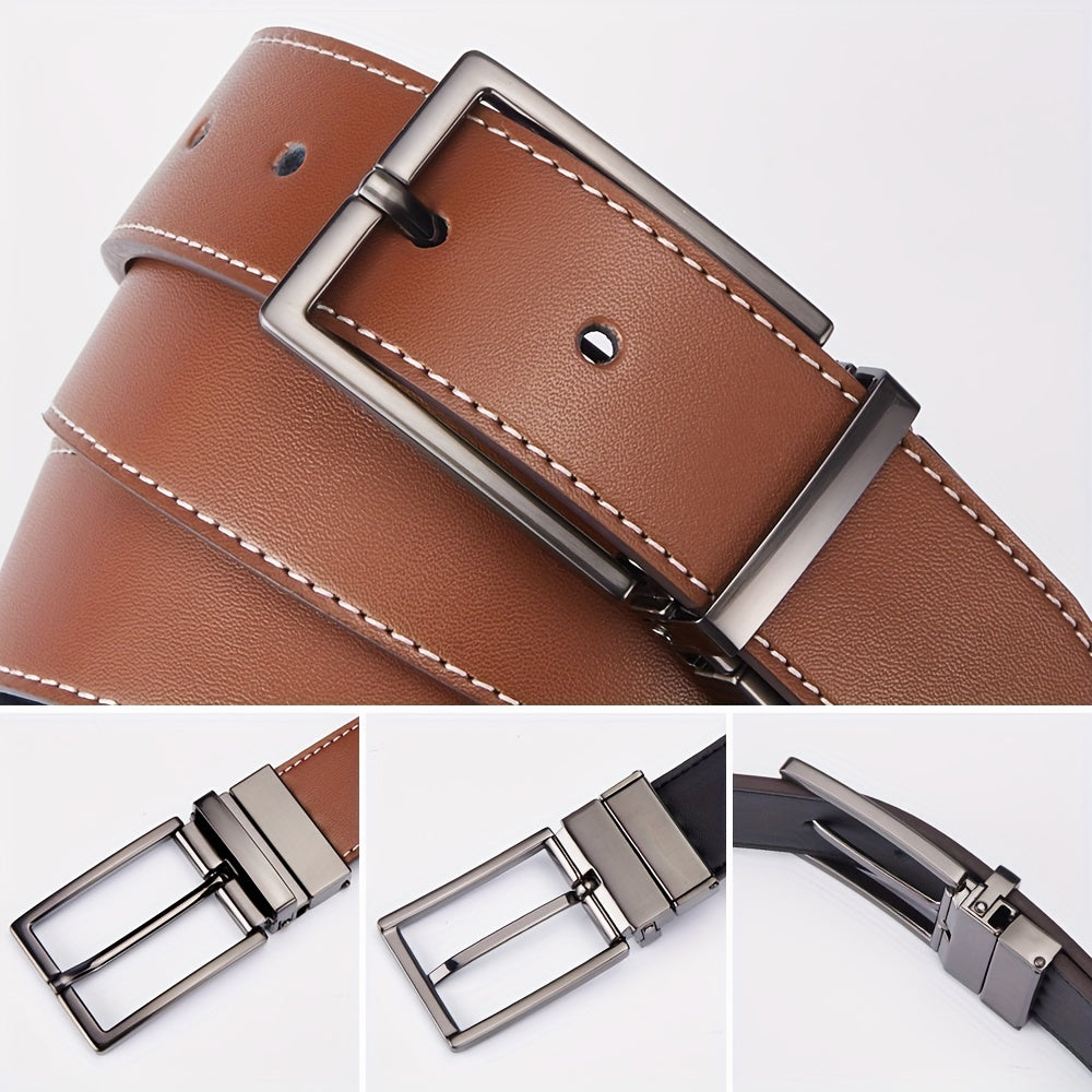 Men's Casual Cowhide Leather Belt with Removable Buckle