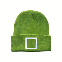 Square Embroidery Knitted Hat For Men
