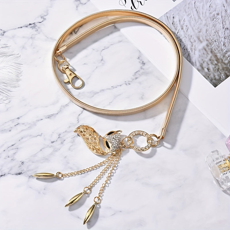 Fox Goldfish Pendant Waist Chain Elastic Metal Golden Dress Girdle