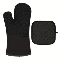 2 Colorful Printed Cotton Oven Mitts, Heat Resistant & Non Slip Grip