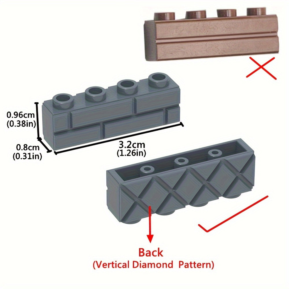 9pcs Building Blocks 1X4 Ten Colors Castle Wall Tiles Two Lattice Bricks