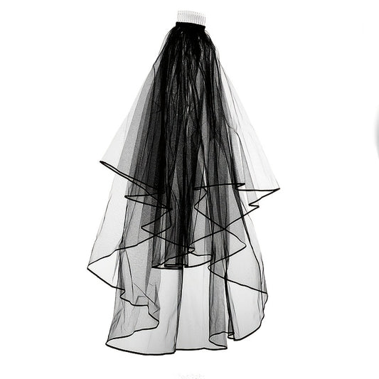 Gothic Veil Headdress With Comb Double Layer Headwear