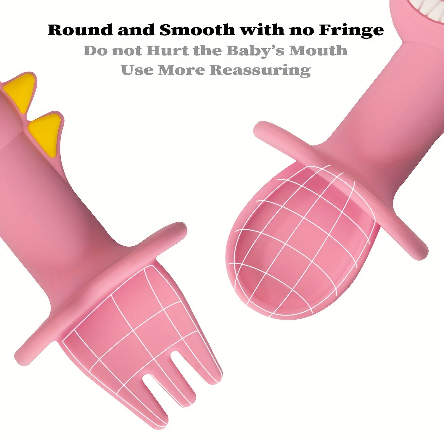 2pcs Baby Silicone Chewing Utensils Set for Self Feeding Stage 1