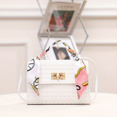 Mini Scarf Handle 3D Plaid Satchel Crossbody Handbag