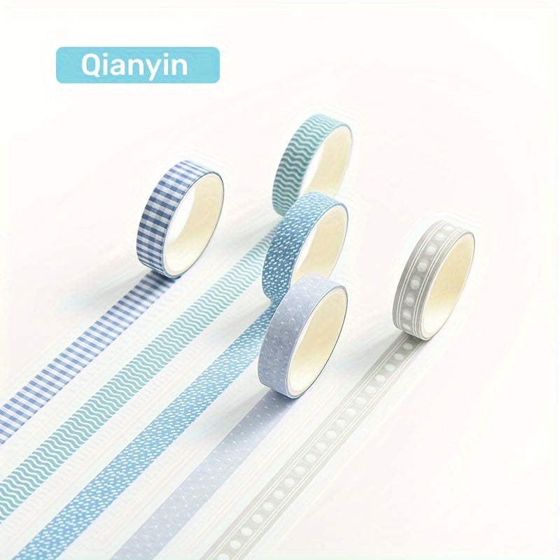 5 Rolls Washi Tape Set Decorative Scrapbook Tape 10mm Wide Colorful Style