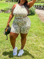  Allover Print Tank Top & Shorts 2 Piece Set