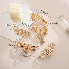 Golden Metal Hair Claw Clips For Women Strong Hold Hair Clamps
