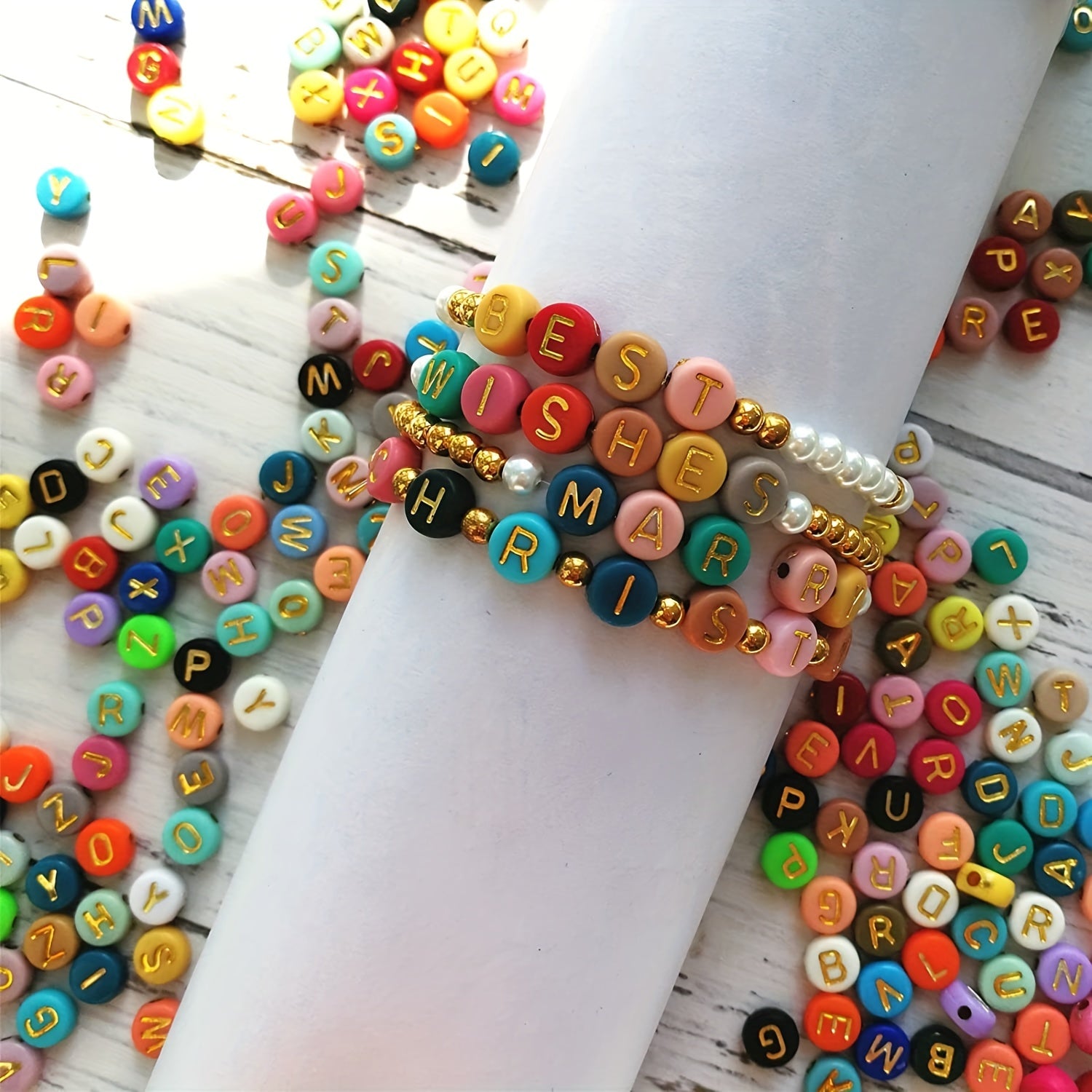 300pcs Round Letter Beads Acrylic Alphabet Number Beads For DIY Jewelry Making