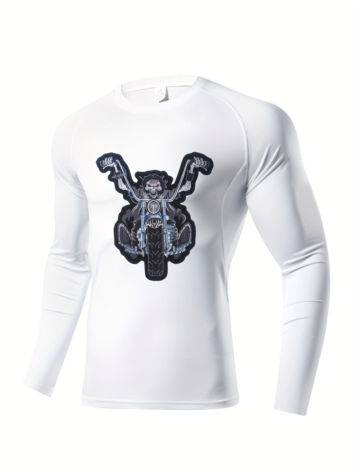 Skeleton Motorcycle Compression Shirt Men's Long Sleeve