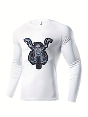 Skeleton Motorcycle Compression Shirt Men's Long Sleeve