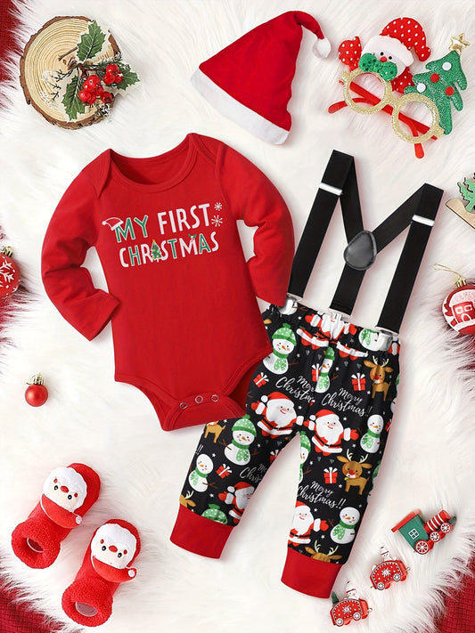 Christmas Baby Boy 3PCS Clothes Set Reindeer Pattern Outfits